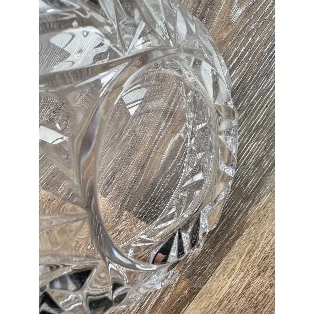 Tiffany & Co Crystal Bowl Faceted Rock Cut 9